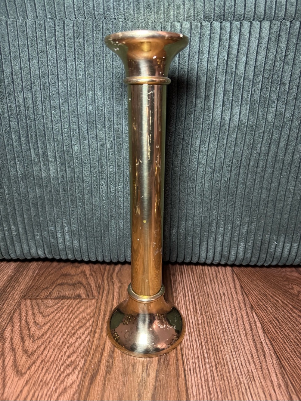 Tall Brass-Colored Column Candlestick